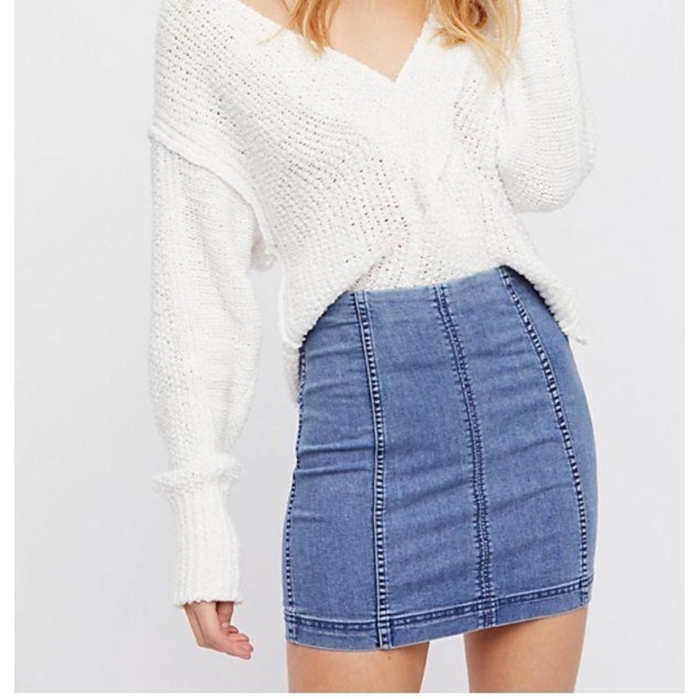 Free People Modern Femme Denim Mini Skirt - Picture 2 of 7